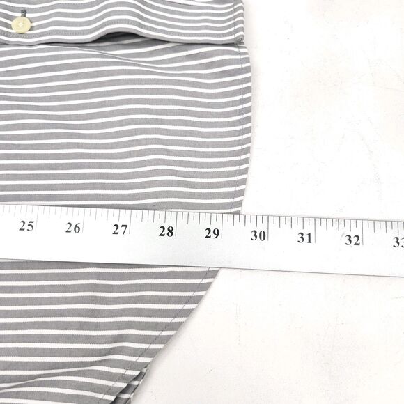 Abercrombie & Fitch Button Up Muscle Shirt Mens Medium Gray White Striped Casual - Picture 8 of 8